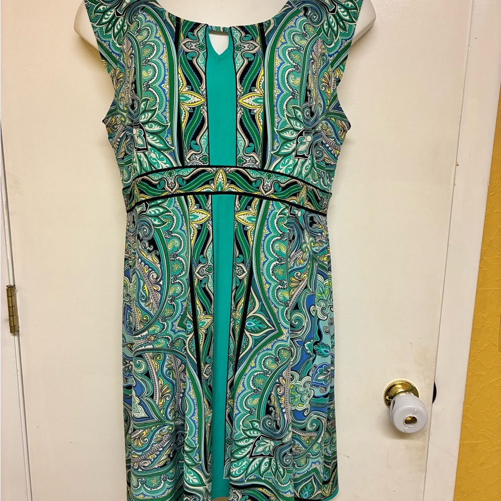 Apt. 9 Teal and Black Paisley Midi Dress